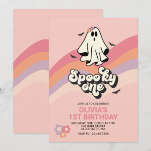 groovy Geest retro Halloween Spooky Eén Verjaardag Kaart