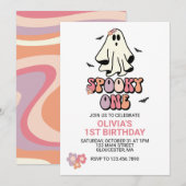 Groovy Geest Spoky Eén Halloween Verjaardag Kaart (Voorkant / Achterkant)