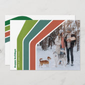 Groovy Gekleurde Stripe Kerstfoto Vakantie Kaart (Voorkant / Achterkant)