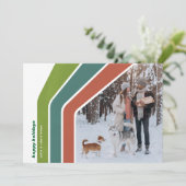 Groovy Gekleurde Stripe Kerstfoto Vakantie Kaart (Staand voorkant)