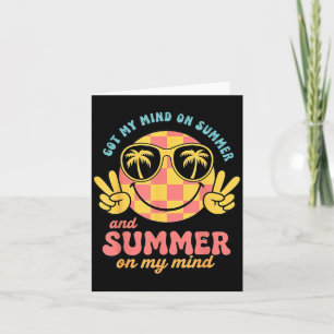Groovy Gelukkig Gezicht Zomer Vibes Hebben Geest O Kaart