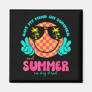 Groovy Gelukkig Gezicht Zomer Vibes Hebben Mijn Ge Magneet