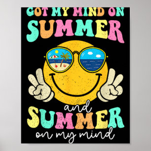 Groovy Gelukkig Gezicht Zomer Vibes Hebben Mijn Ge Poster