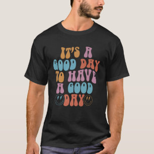 Groovy gelukkig lachend gezicht hebben goede dag p t-shirt