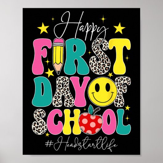 Groovy Gelukkige Eerste Dag Van School Start Van H Poster (Voorkant)