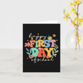 Groovy Gelukkige Eerste Dag van School Terug naar  Kaart (Gele Bloem)