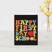 Groovy Gelukkige Eerste Dag van School Terug naar  Kaart (Gele Bloem)