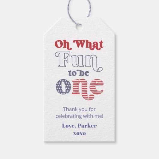 Groovy Gender Neutral 1st Birthday Feor Label Cadeaulabel (Voorkant)