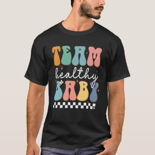Groovy gender reveal team gezonde baby party match t-shirt