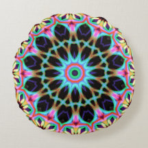 Groovy Geometric Floral Mandala Round