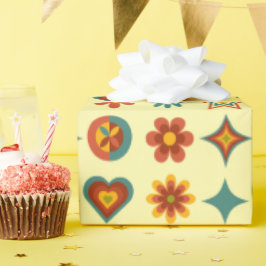 Groovy geometrisch bloemeninpakpapier cadeaupapier