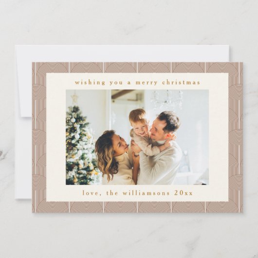  Groovy geometrische lijnen twee foto kerst Feestdagenkaart (Voorkant)