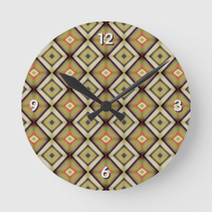 Groovy Geometrische Warme Tinten Ronde Klok
