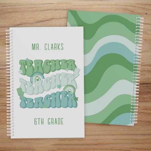 Groovy gepersonaliseerde groene retro Schattigee d Planner