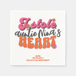 Groovy gestolen hart pasgeboren Baby retro meisje Servet