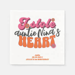 Groovy gestolen hart pasgeboren Baby retro meisje Servet