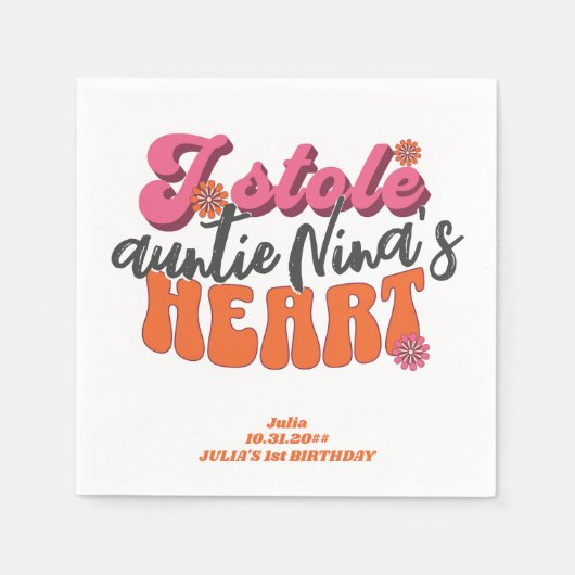 Groovy gestolen hart pasgeboren Baby retro meisje Servet (Voorkant)