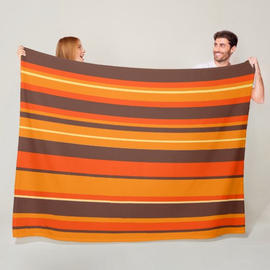 Groovy Gestreepte Vintage Retro Strepen Fleece Deken (In situ)