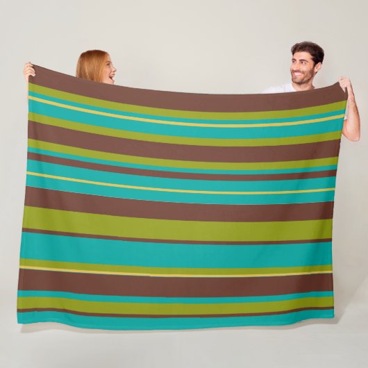 Groovy Gestreepte Vintage Retro Strepen Fleece Deken (In situ)