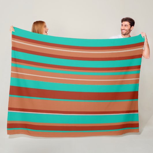 Groovy Gestreepte Vintage Retro Strepen Fleece Deken (In situ)