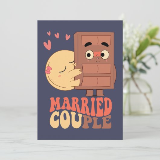 Groovy Getrouwd Pannenkoek Chocolade Liefde Kaart (Staand voorkant)