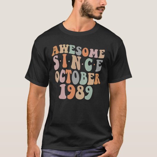 Groovy Geweldige sinds oktober 1989 33e verjaardag T-shirt (Voorkant)
