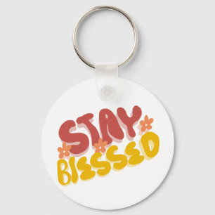 Groovy Gezegende Hand Lettering Bloem Sleutelhanger