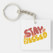 Groovy Gezegende Hand Lettering Bloem Sleutelhanger (voorkant)