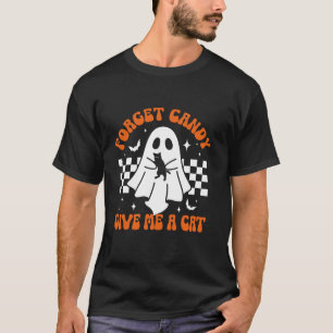 Groovy Ghost Black Cat Vergeet Snoep Geef Mij Een T-shirt