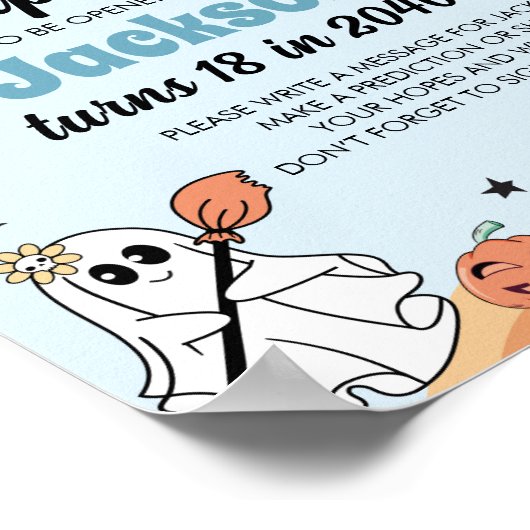 Groovy Ghost Boo Verjaardag Tijd Capsule Teken Poster (Hoek)