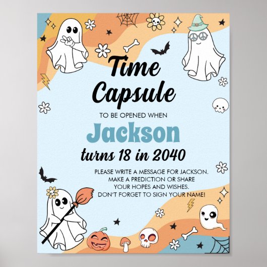 Groovy Ghost Boo Verjaardag Tijd Capsule Teken Poster (Voorkant)