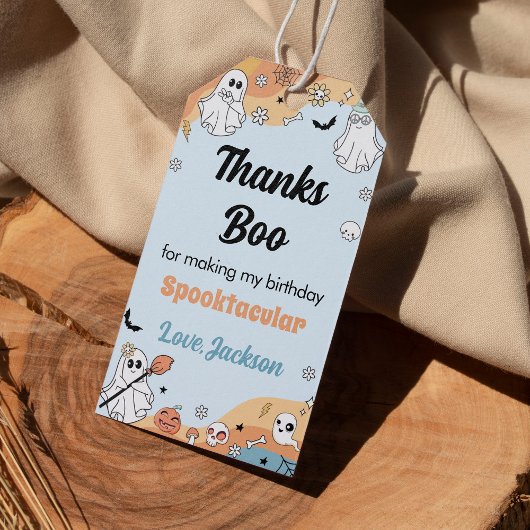 Groovy Ghost Boo Verjaardagsfeestje Bedankt Label Cadeaulabel