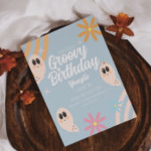 Groovy Ghost Floral Retro Halloween Party Pastel Kaart