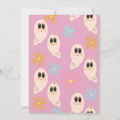 Groovy Ghost Floral Retro Halloween Party roze Kaart (Achterkant)