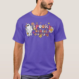 Groovy Ghost Halloween Floral Spooky Dental Assist T-shirt