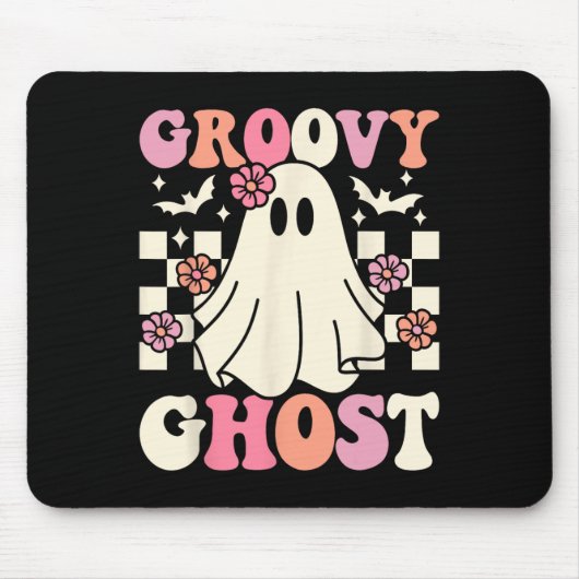 Groovy Ghost Halloween Ghost Kostuum Retro Groovy Muismat (Voorkant)