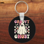 Groovy Ghost Halloween Ghost Kostuum Retro Groovy Sleutelhanger (Voorkant)