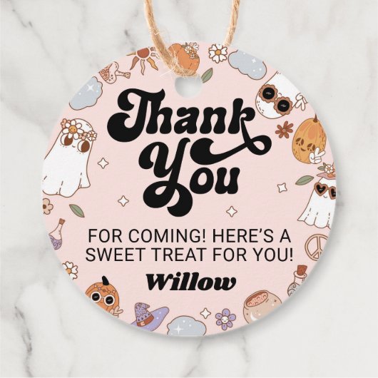 Groovy Ghost Halloween Party Dank u Bedankjes Labels (Achterkant)