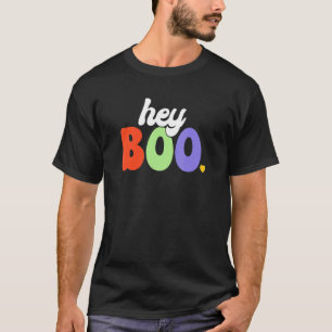 Groovy Ghost Halloween Pumpkin Face Hey Boo Trendy T-shirt