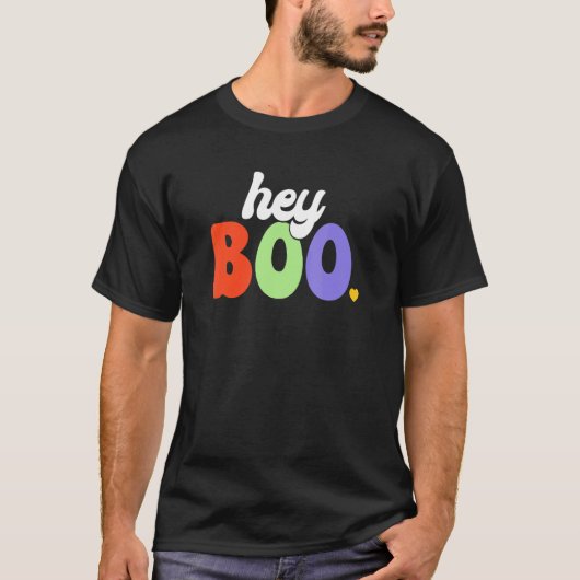Groovy Ghost Halloween Pumpkin Face Hey Boo Trendy T-shirt (Voorkant)