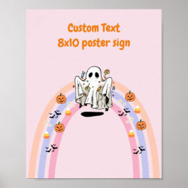 Groovy Ghost Halloween Verjaardag Aangepast bord Poster