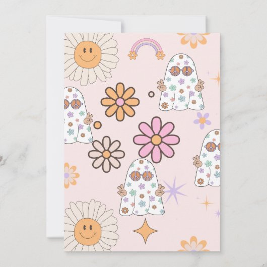 Groovy Ghost Hippie Halloween Verjaardag Kaart (Achterkant)