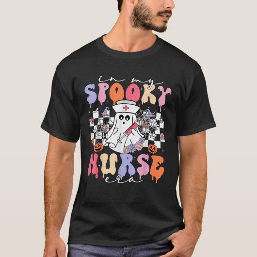 Groovy Ghost In My Spooky Nurse Era Halloween Nurs T-shirt (Voorkant)