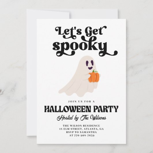 Groovy Ghost Let's Get Spooky Halloween Kaart (Voorkant)