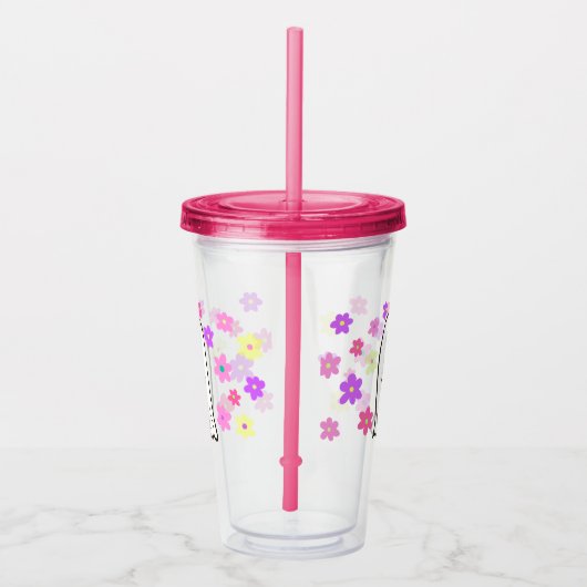 Groovy Ghost met bloemen Acryl Drinkbeker (Rechts)