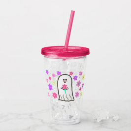 Groovy Ghost met bloemen Acryl Drinkbeker
