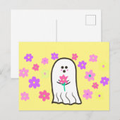 Groovy Ghost met bloemen Briefkaart (Voorkant / Achterkant)