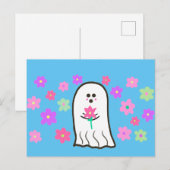 Groovy Ghost met bloemen Briefkaart (Voorkant / Achterkant)