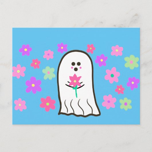 Groovy Ghost met bloemen Briefkaart (Voorkant)