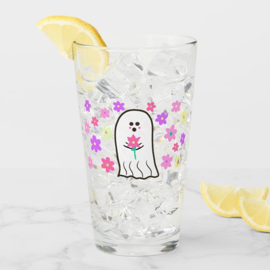 Groovy Ghost met bloemen Glas (Voorkant ijs)